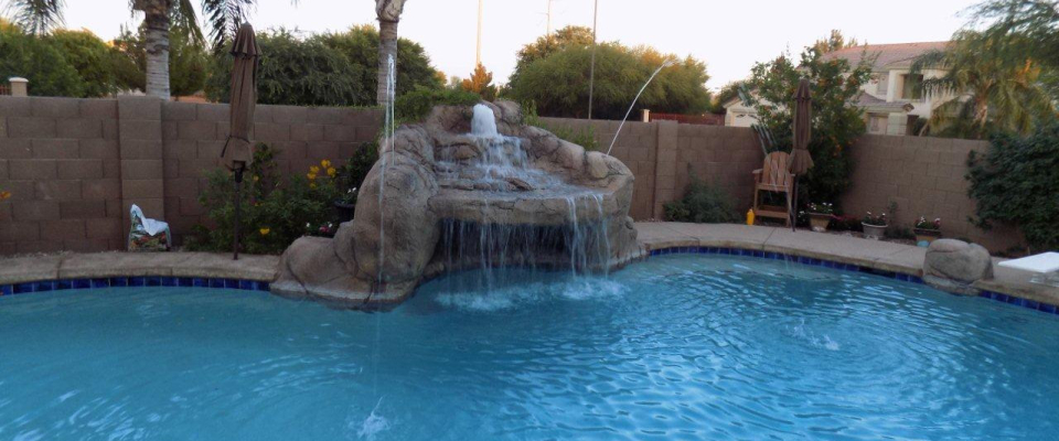 swimming pool grotto waterfall spa build your own pool az gilbert arizona mesa